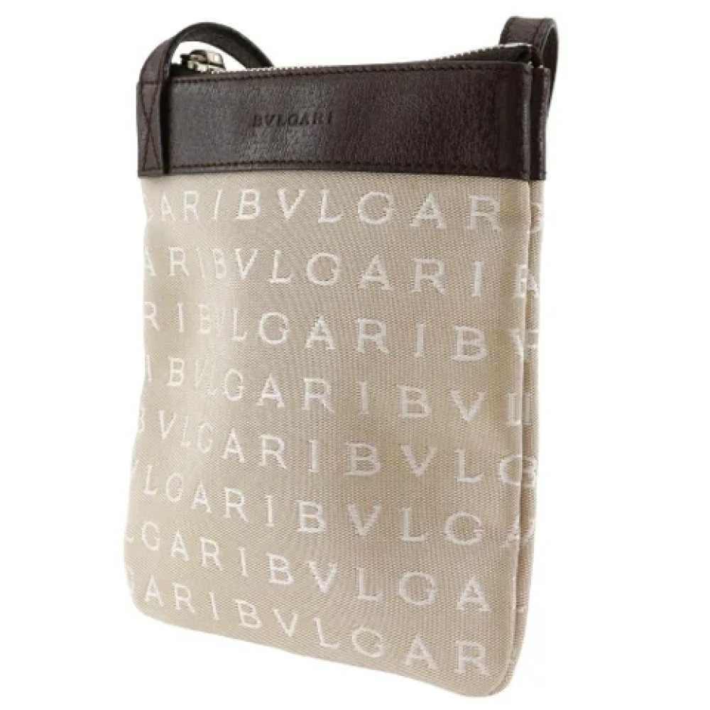 Bvlgari Vintage Pre-owned Canvas shoulder-bags Beige Dames