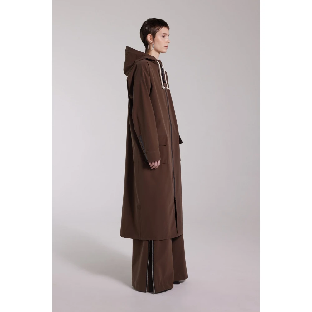 Stutterheim Mat Lang Regenjas met Aqua Guard Rits Brown Dames