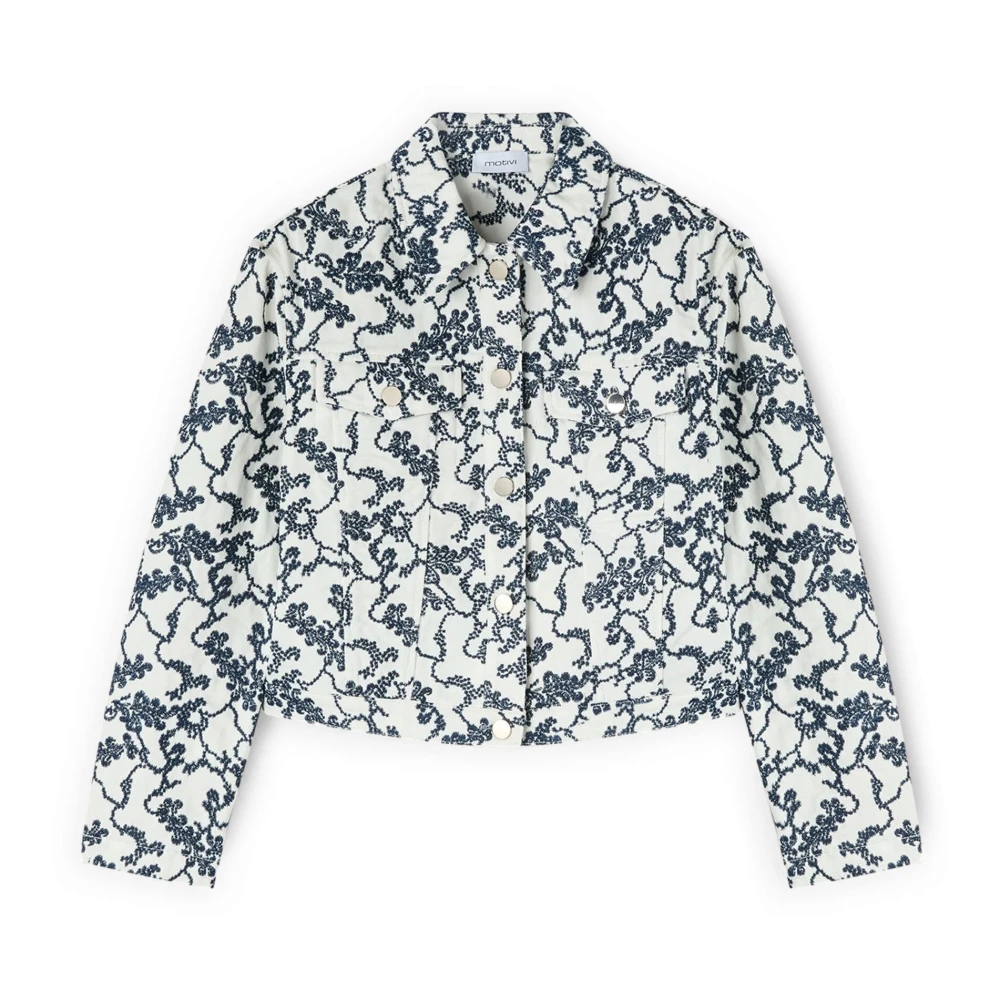 Motivi Donna Blu - Giacca Drill Con Ricami Floreali - Jackets - Xs