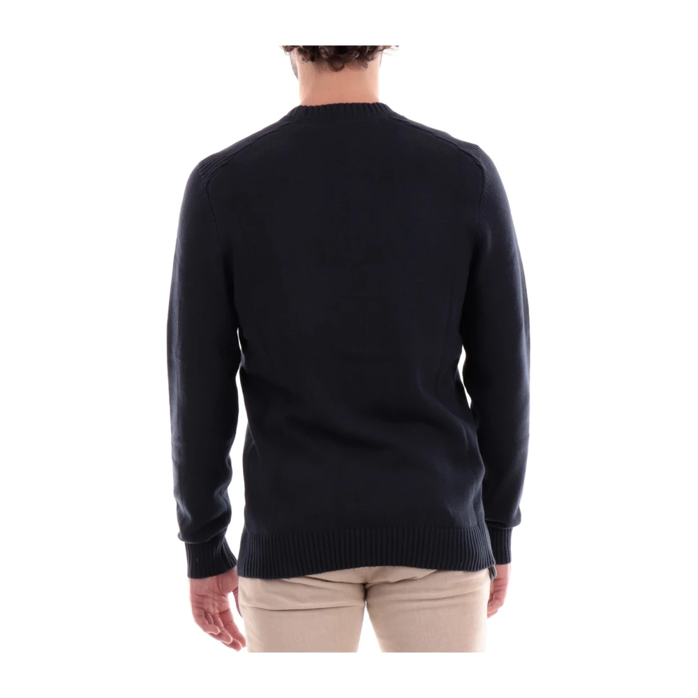 Lyle & Scott Blauwe Crew Neck Sweater met Schouderdetail Blue Heren