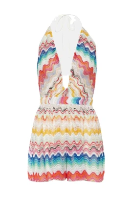 Zig Zag halterneck playsuit med utskärning