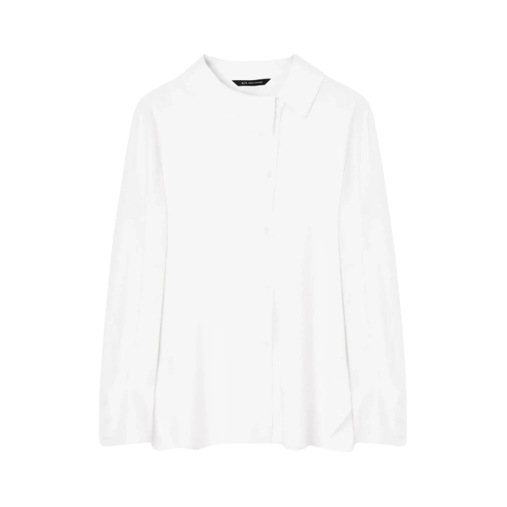 Armani Exchange Kvinno Vit Blusar & Skjortor Dam, M, Asymmetrisk Krage Skjorta