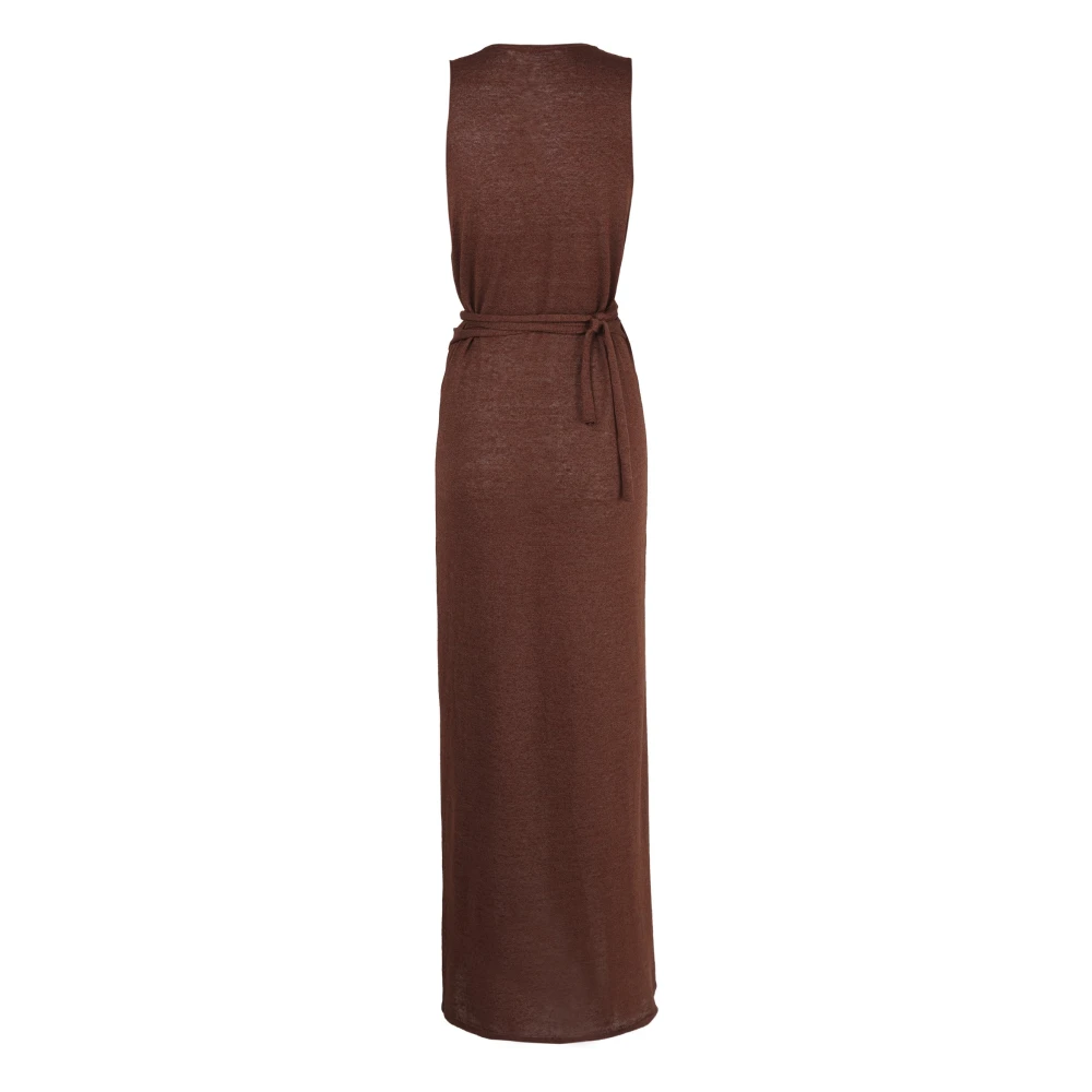 Cortana Bordeaux Linnen Zijde Wrap Jurk Brown Dames