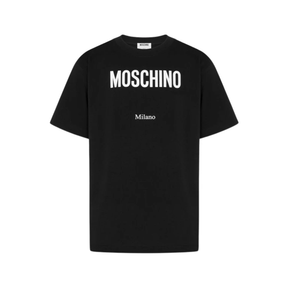 Moschino Unisex Noir Tops, Taille: L T-Shirt Imprimé En Jersey De Coton