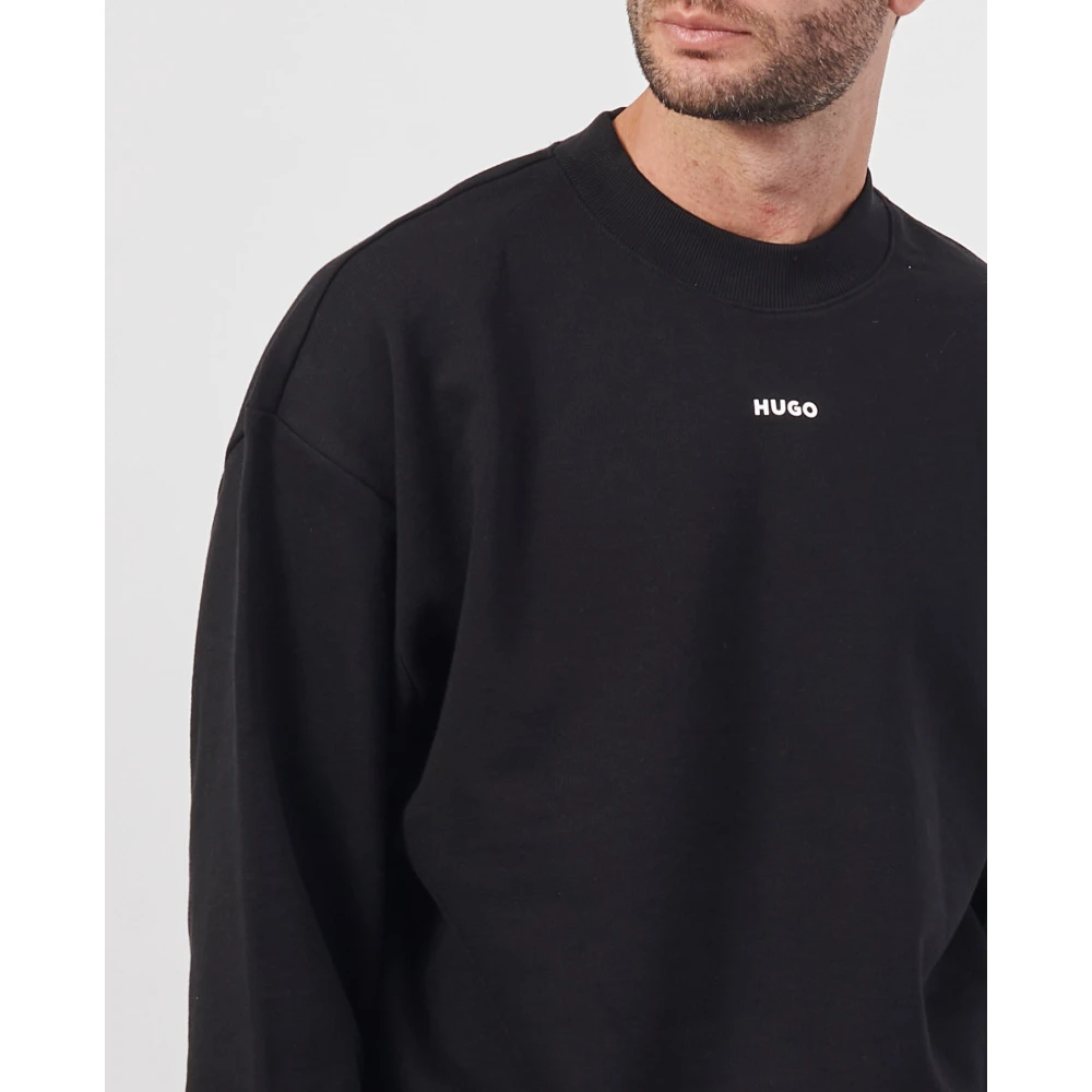 Hugo Boss Zwarte Crewneck Katoenen Trui Black Heren