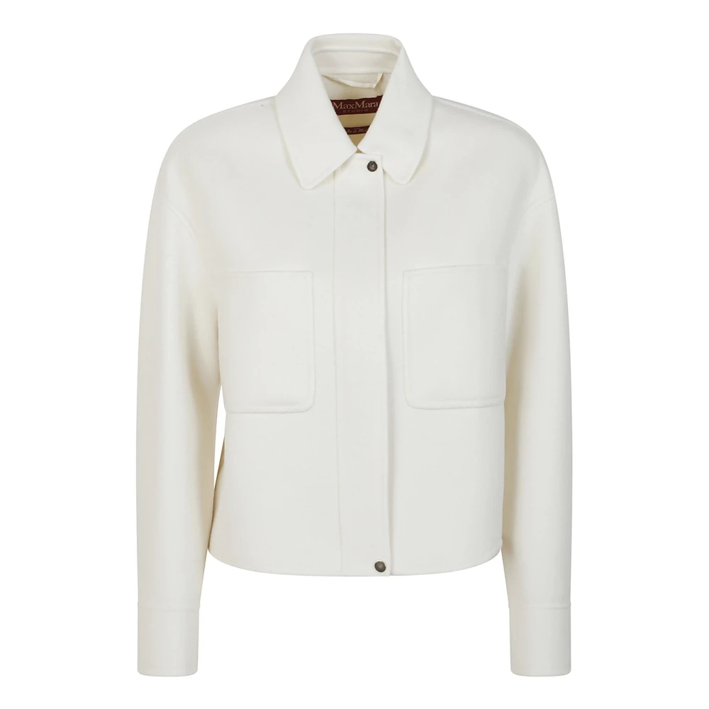 Max Mara Studio Witte Wol Kasjmier Dubbele Jas White Dames