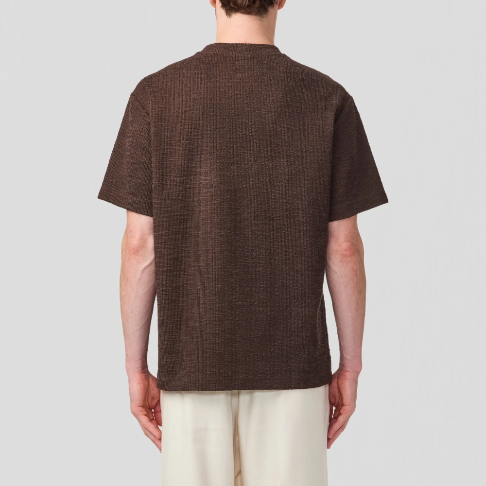 Nn07 Bouclé Borduurwerk Logo T-Shirt Brown Heren
