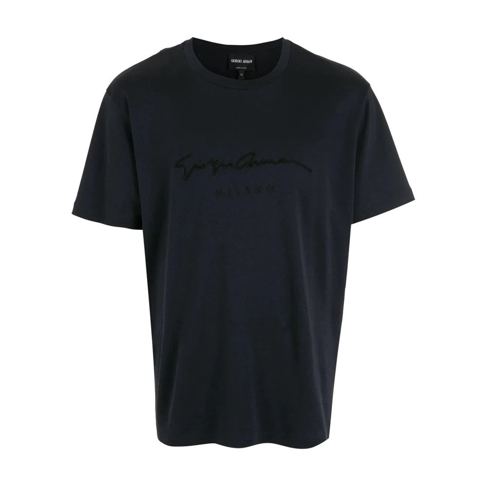 Giorgio Armani Blauwe Casual Korte Mouw T-Shirt Blue Heren