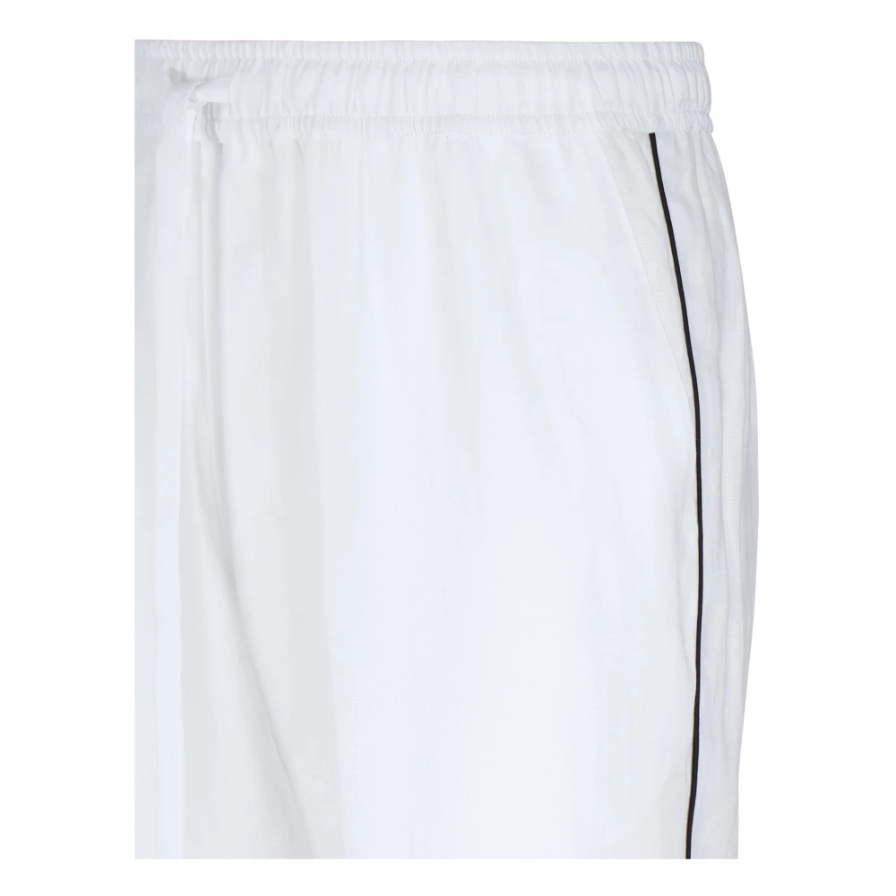 Dolce & Gabbana Witte Linnen Broek met Zwarte Piping White Heren