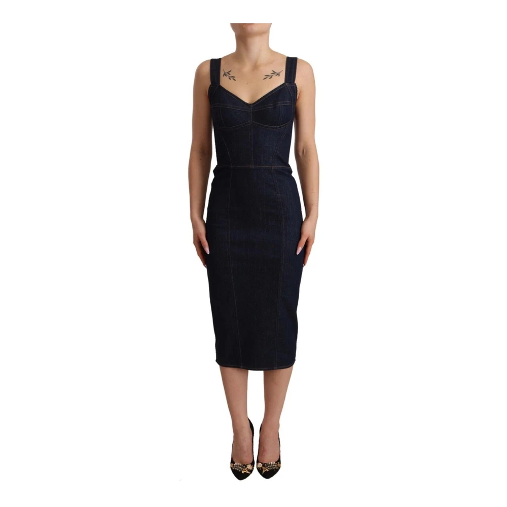Dolce & Gabbana Women's Dark/Blue Denim Sheath Midi Dress