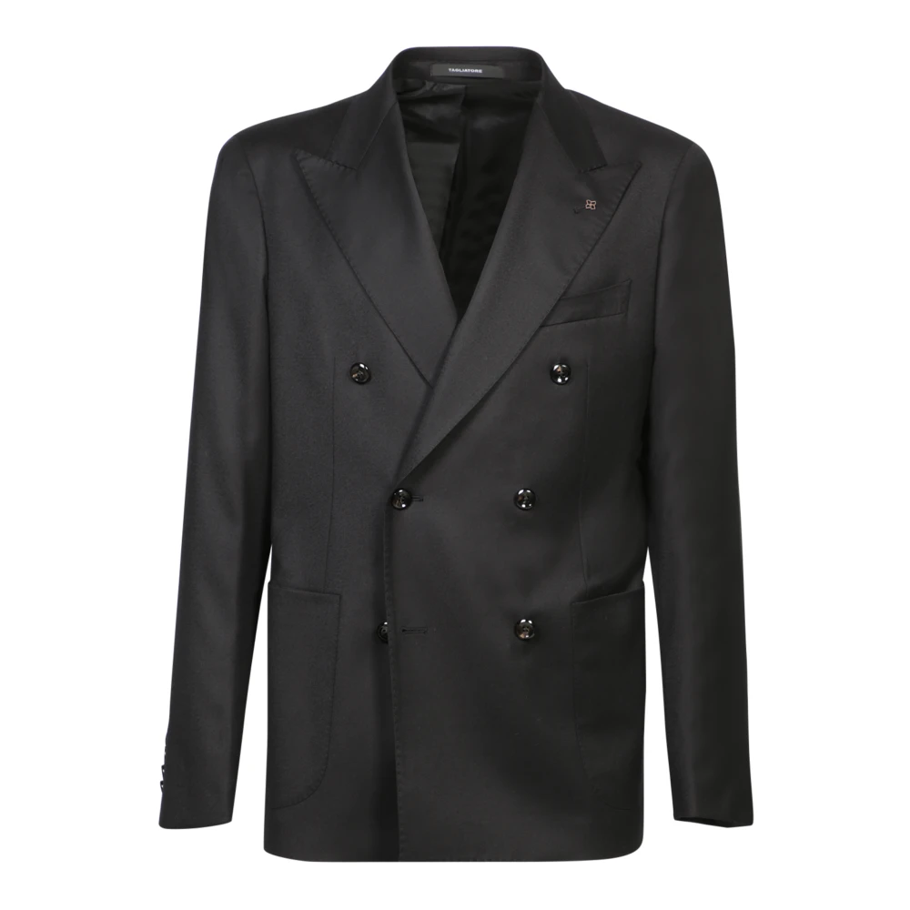 Tagliatore Zwarte Double-Breasted Blazer Black Heren