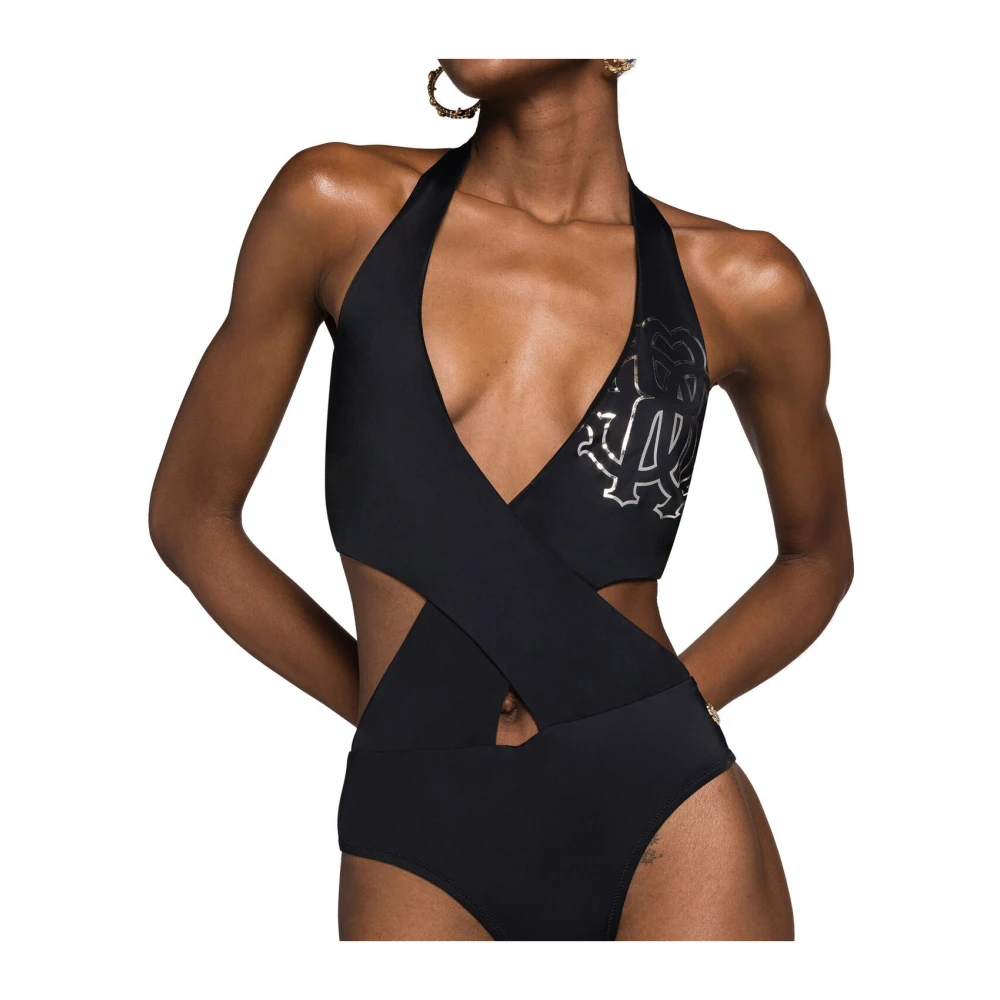 Roberto Cavalli Monogram Badpak met Cut-Out Design Black Dames
