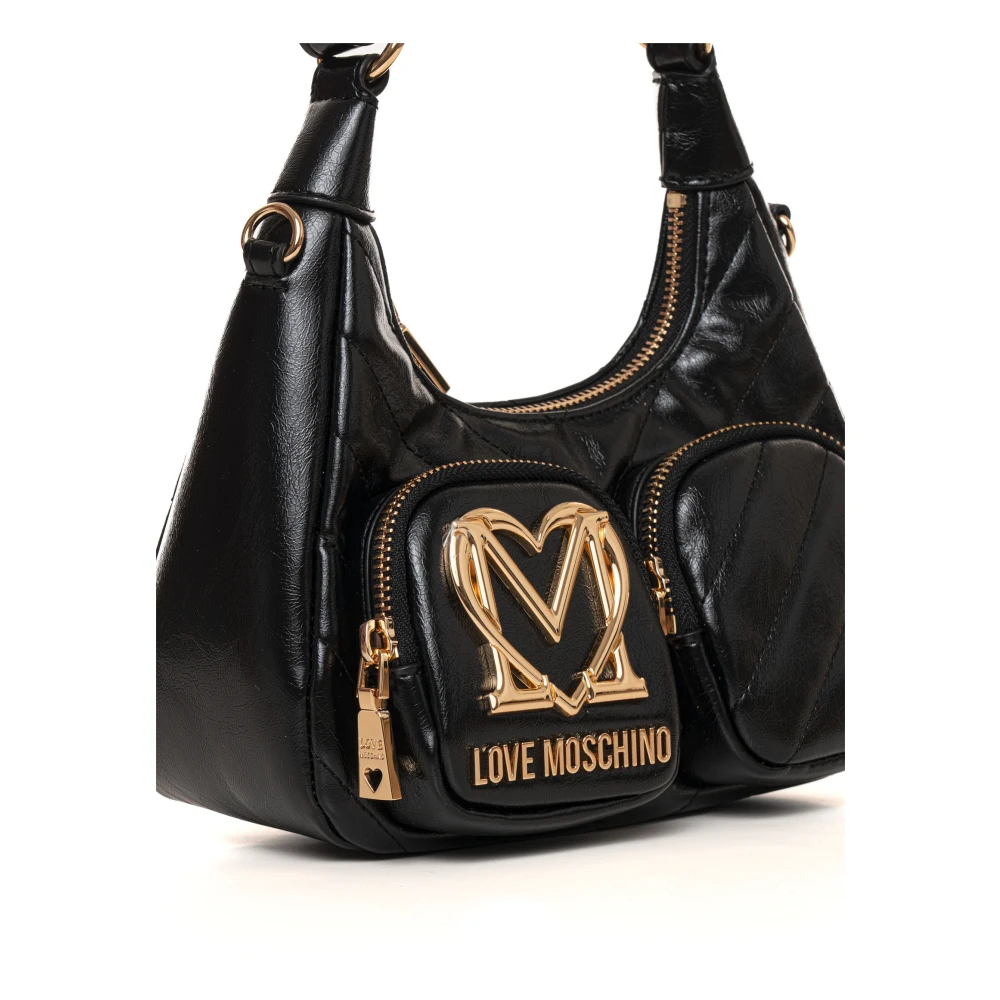 Love Moschino Halvemaanvormige tas met opgestikte zak Black Dames