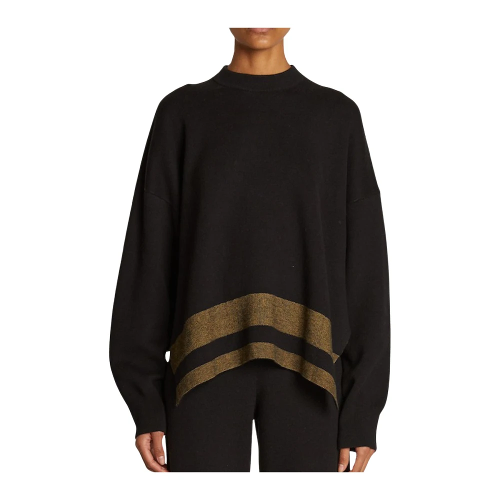 Proenza Schouler Cashmere Blend Sweatshirt met Bruine Strepen Black Dames