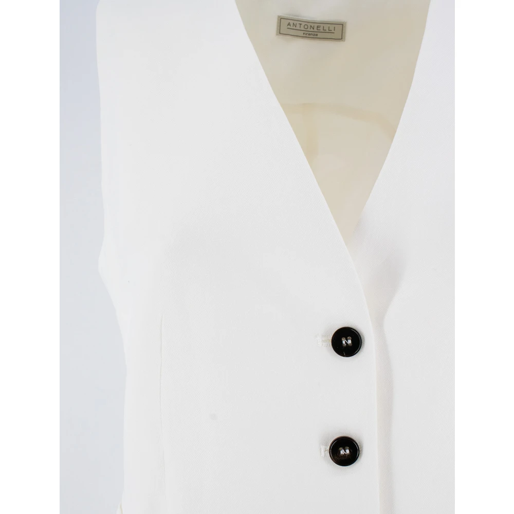 Antonelli Firenze Elegante Vest met Contrasterende Knopen White Dames