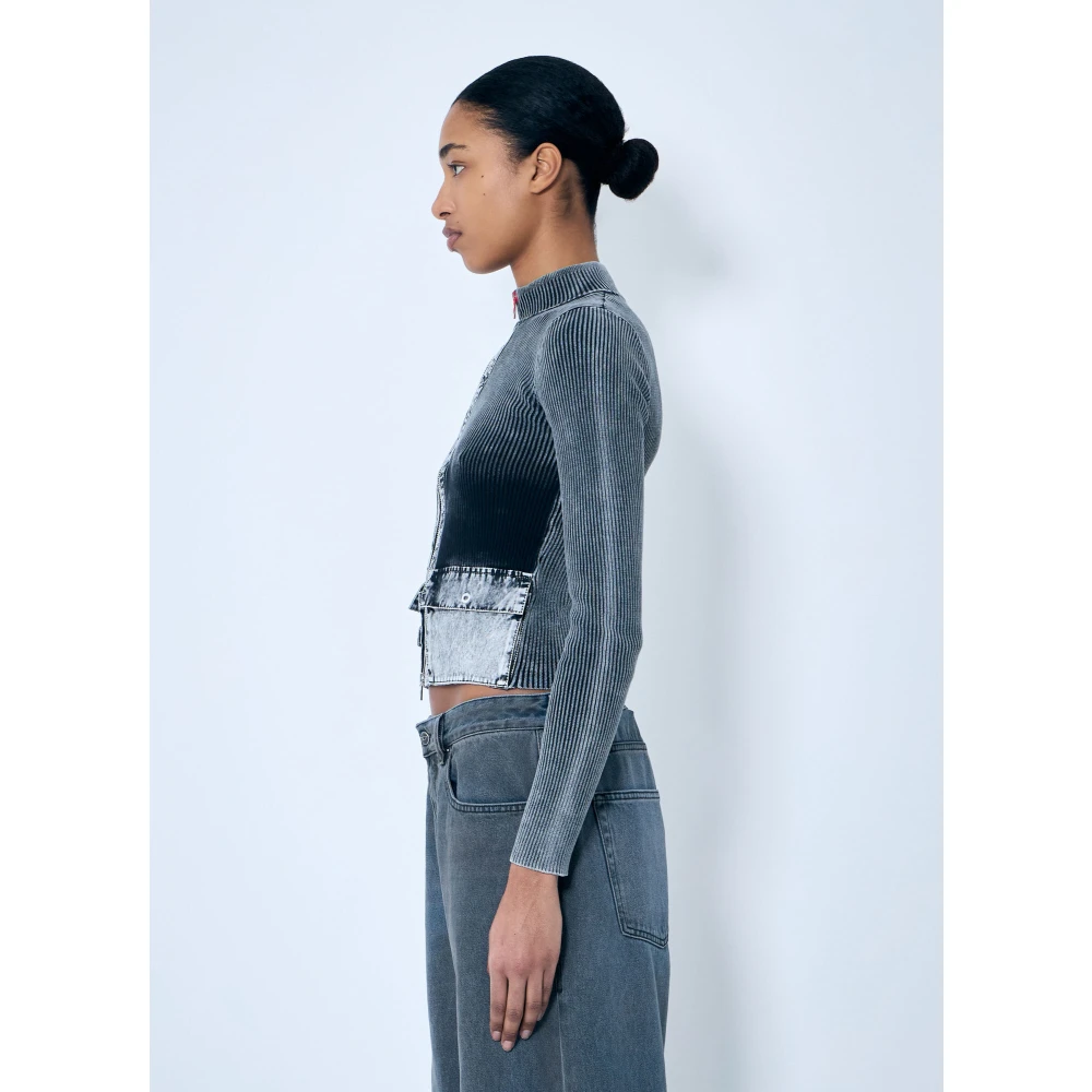 Diesel Geribbelde Melissa Cardigan met Ritssluiting Black Dames