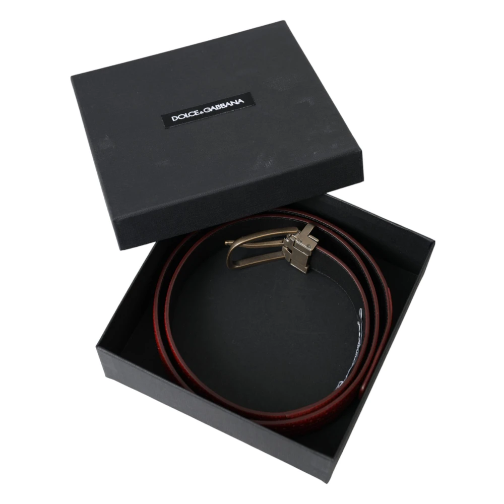 Dolce & Gabbana Rode Geperforeerde Leren Riem Mannen Red Dames
