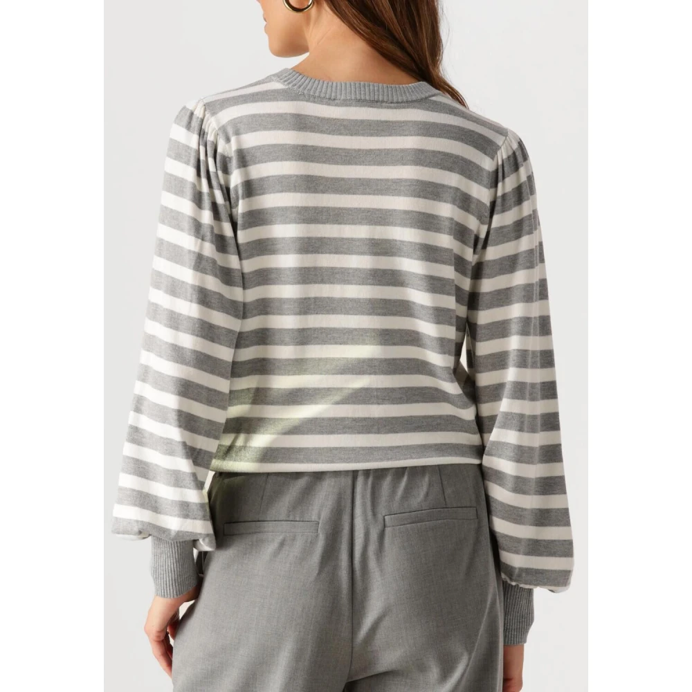 Minus Gestreepte pullover met lange mouwen Gray Dames