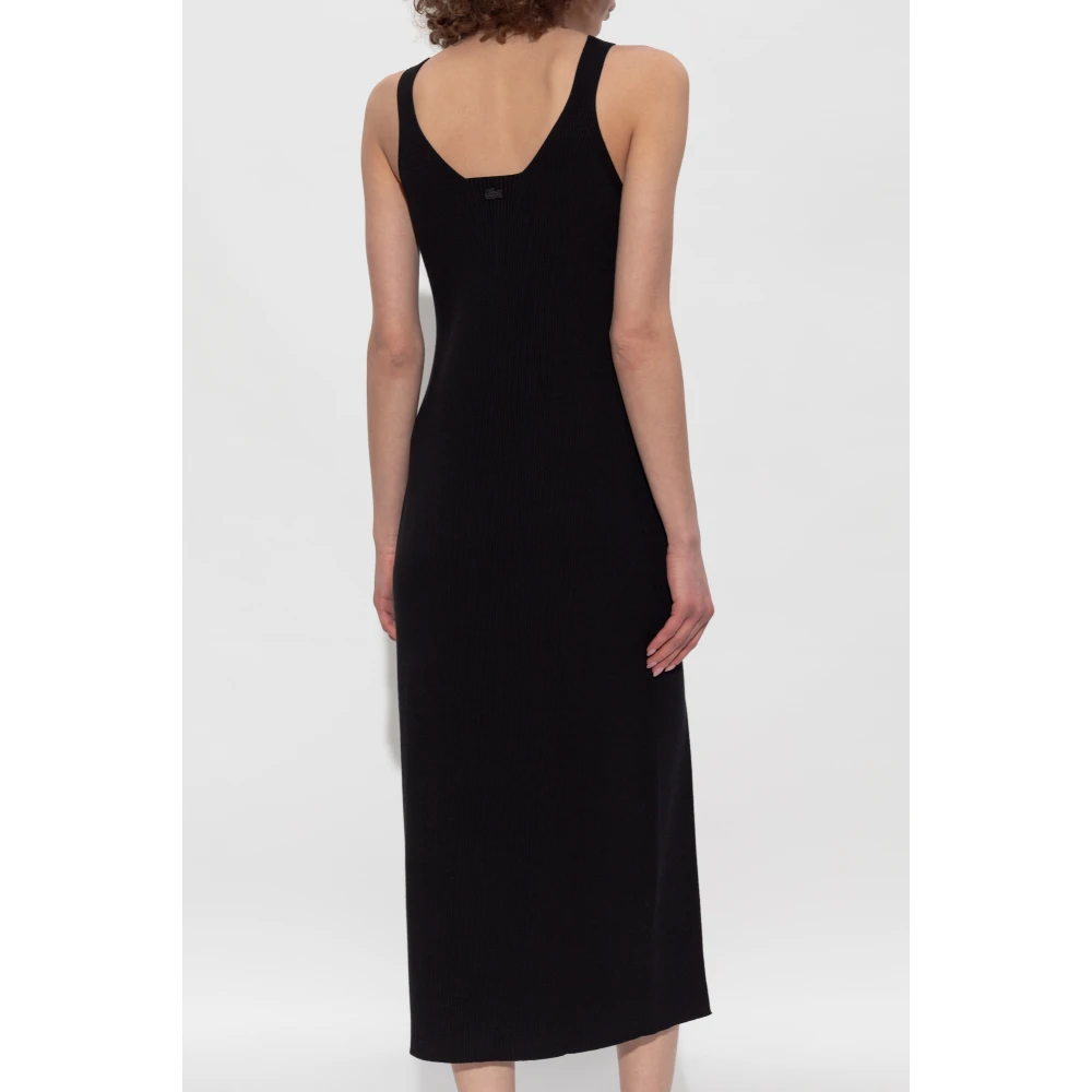Lacoste Geribbelde jurk met bandjes Black Dames