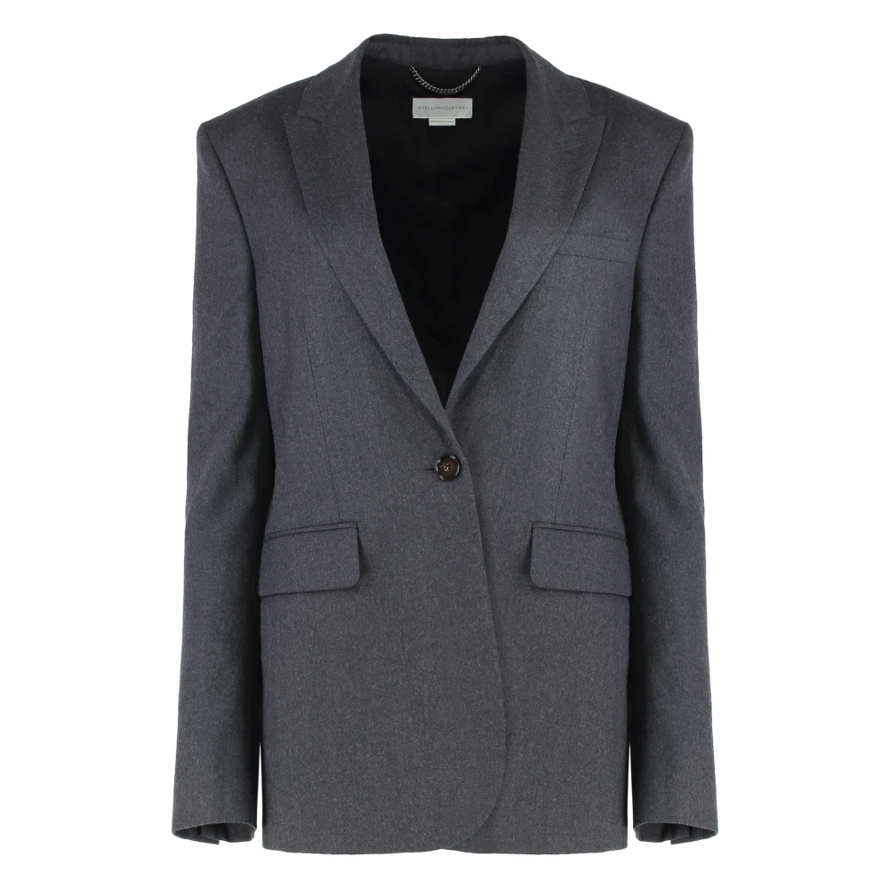 Stella Mccartney Women's Gray Single-Breasted Pinstripe Jacket - Blazers - S - Jackets