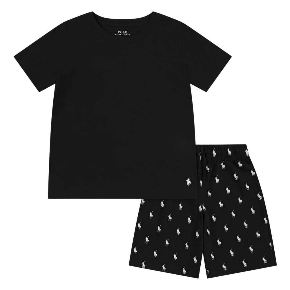 Ralph Lauren Boys Black Cotton Jersey Short Pyjamas Set In