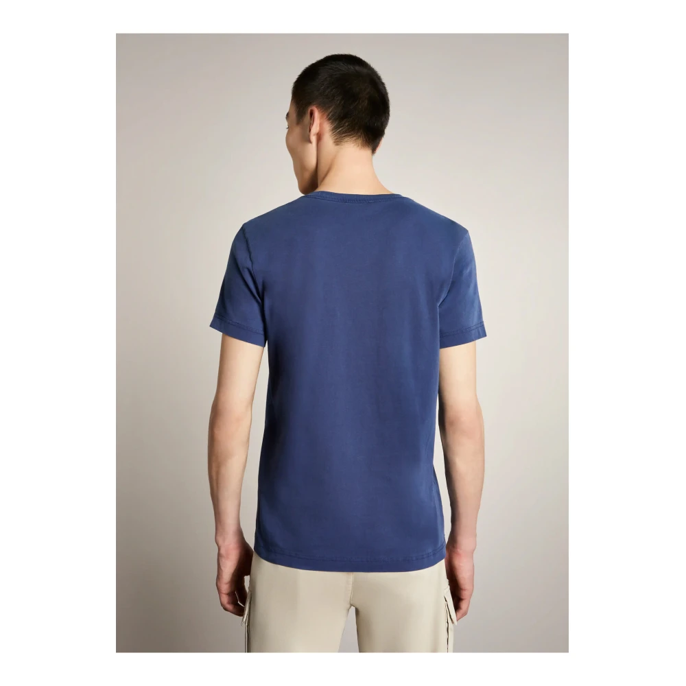 Fay Frosted Geborduurde Zak Jersey T-Shirt Blue Heren