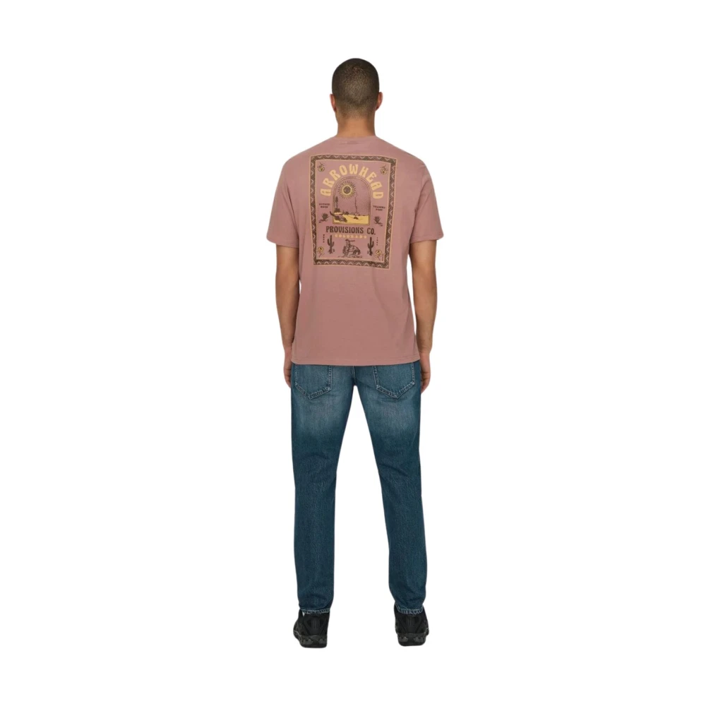 Only & Sons Casual Katoenen T-shirt voor Mannen Pink Heren
