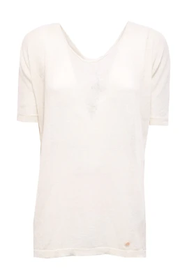 Linned Crew Neck Elfenbensskjorta