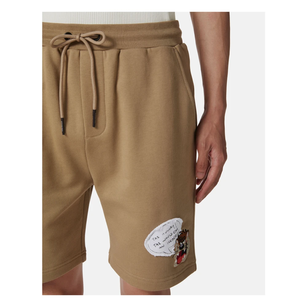 Iceberg Slim fit modder katoenen fleece Bermuda shorts met Taz borduurwerk Brown Heren