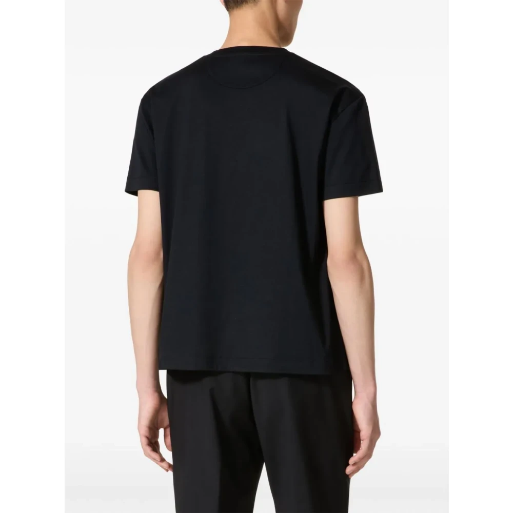 Valentino Garavani Zwart Metallic V-Detail T-shirts Polos Black Heren