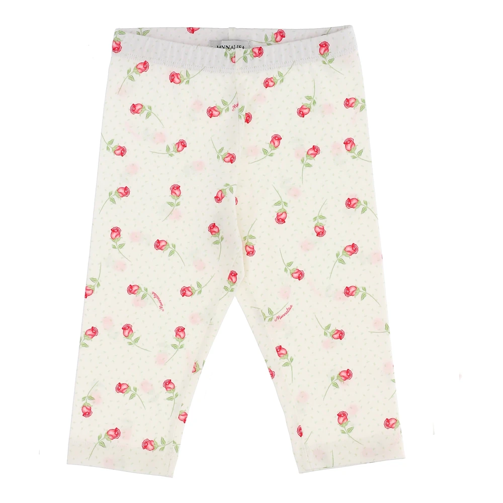 Monnalisa Girls White Leggings, 9 M, Printed Jersey Leggings