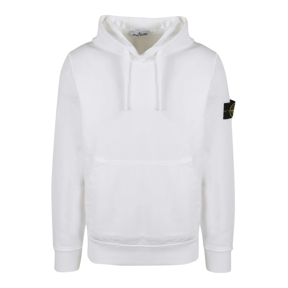 Stone Island Klassieke Logo Hoodie met Badge White Heren