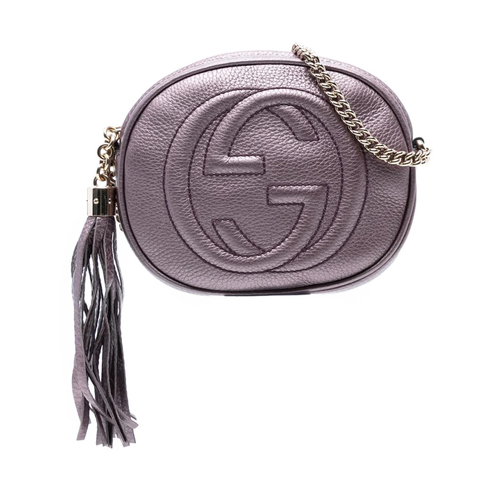 Gucci Vintage Women's Purple Pre-Owned Leather Round Shoulder Bag