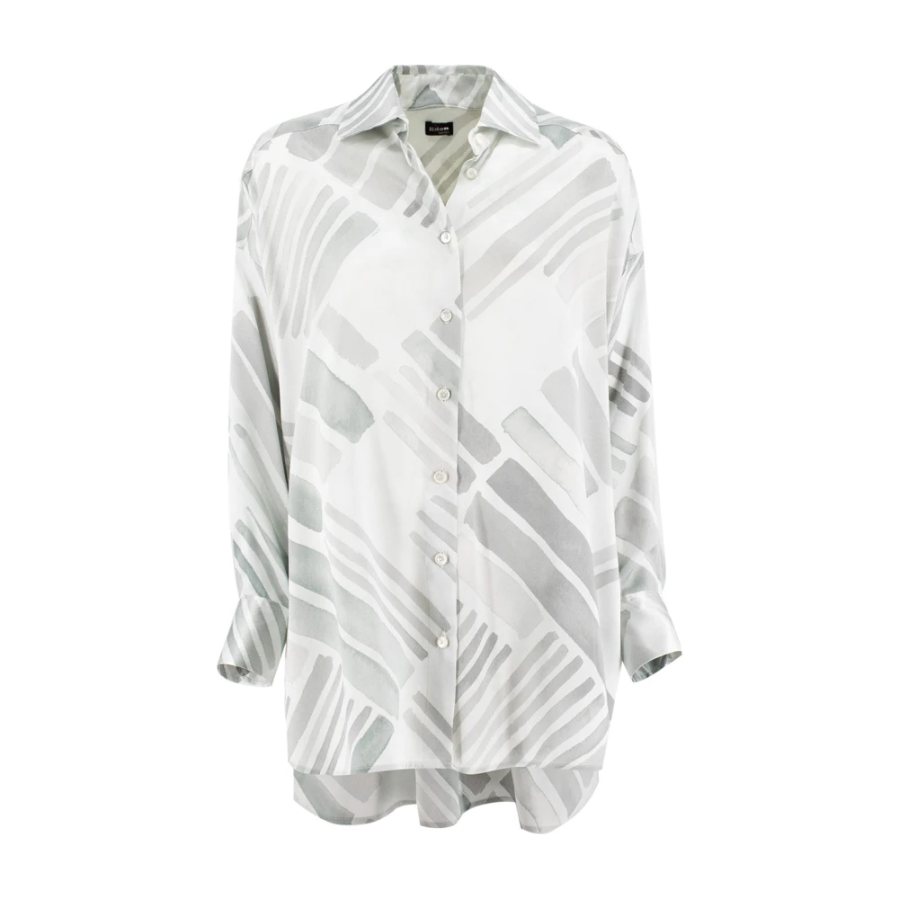 Kiton Zijden Overhemd met Print Gray Dames