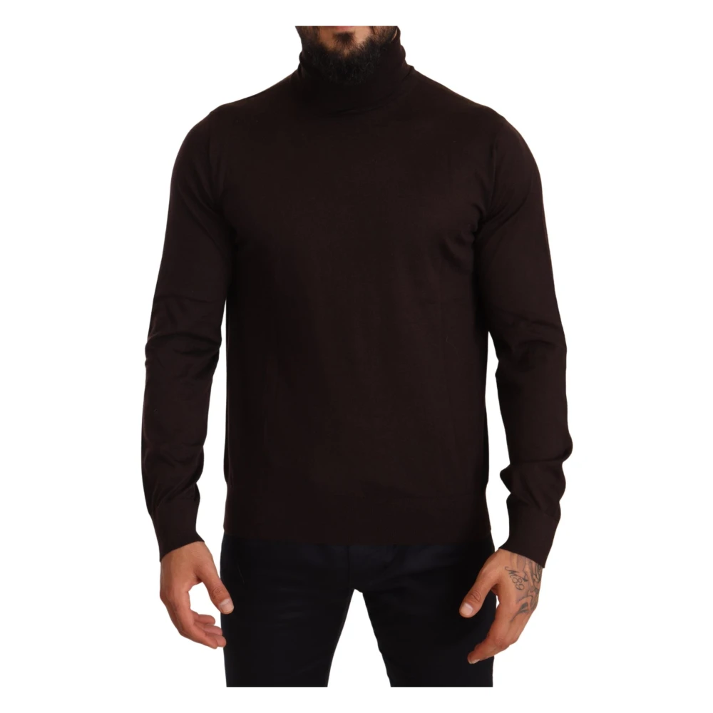 Dolce & Gabbana Men's Brown Luxury Cashmere Turtleneck Jumper Large