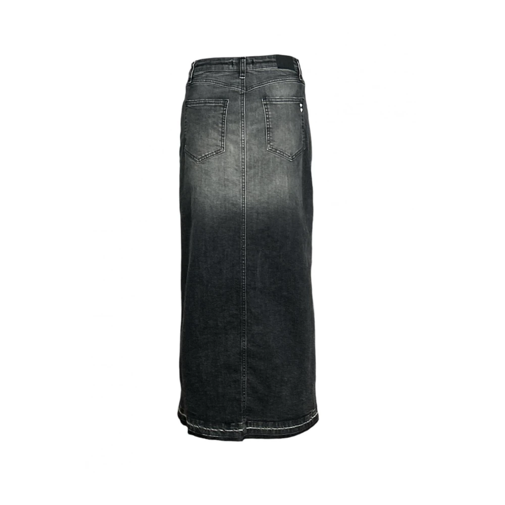 Please Hoge taille denim rok met voor split Black Dames