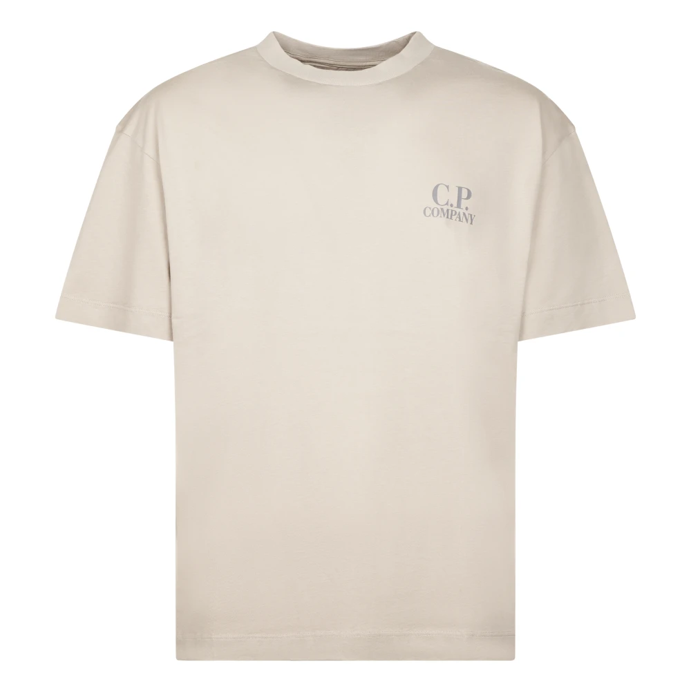 C.p. Company Men's Beige 30/1 Jersey Short Sleeve Logo T-Shirt