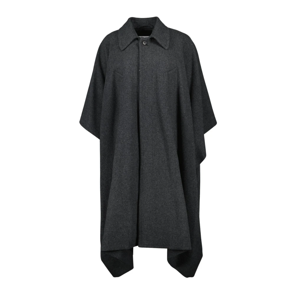 Mm6 Maison Margiela Women's Gray Shirt Dresses, 3XS, Elegant Wool Coat For