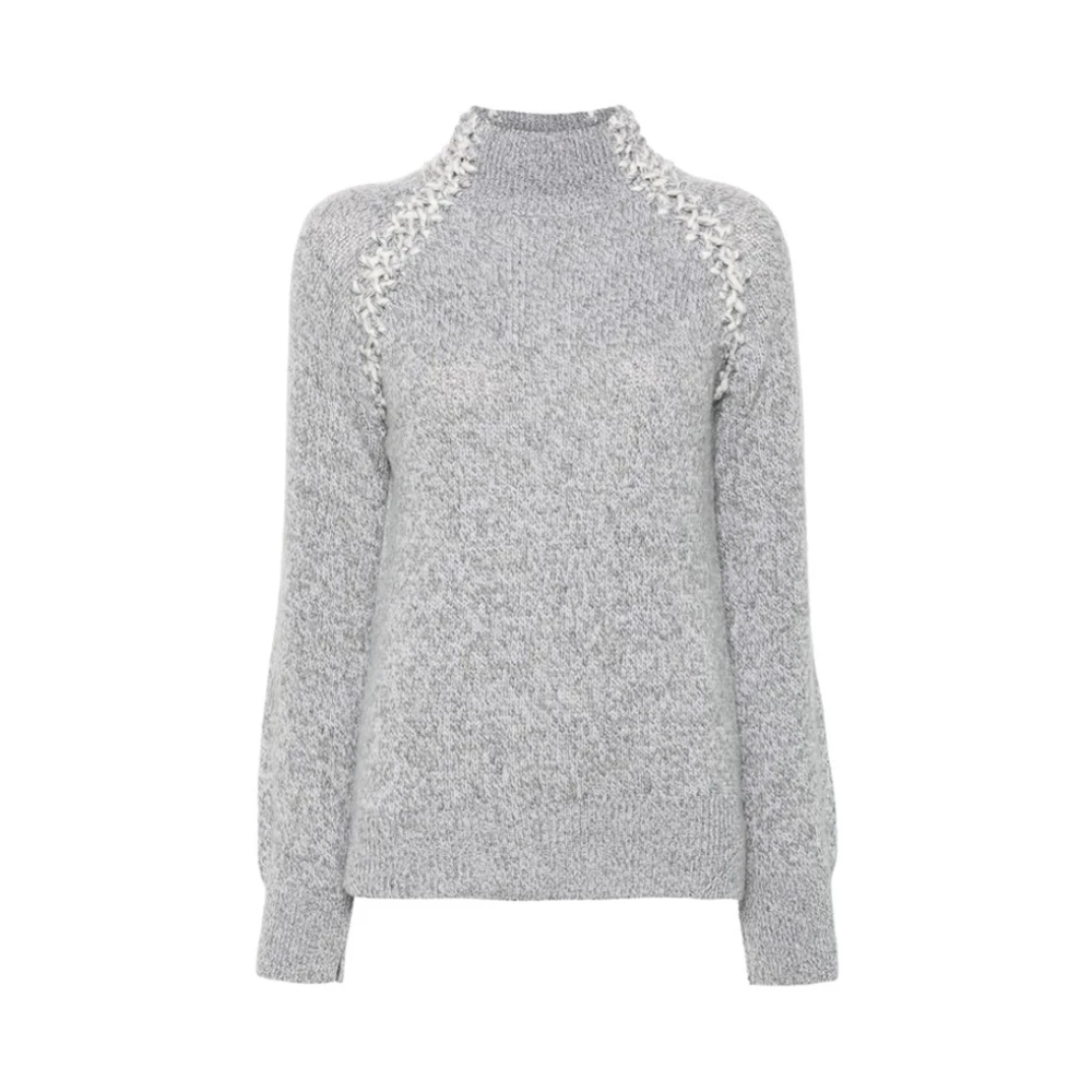 Ermanno Scervino Grijze Marl-Gebreide Cashmere Sweater Gray Dames