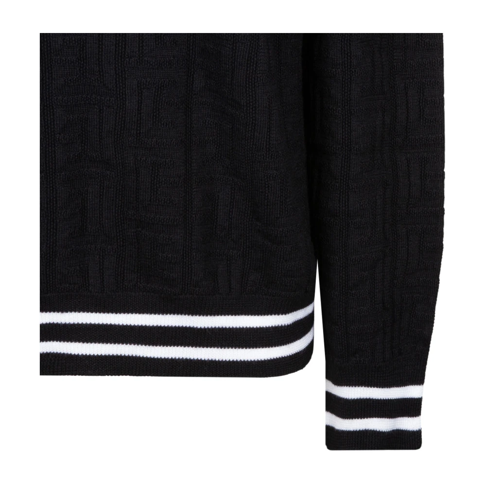 Balmain Gebreide Jacquard Trui Black Heren