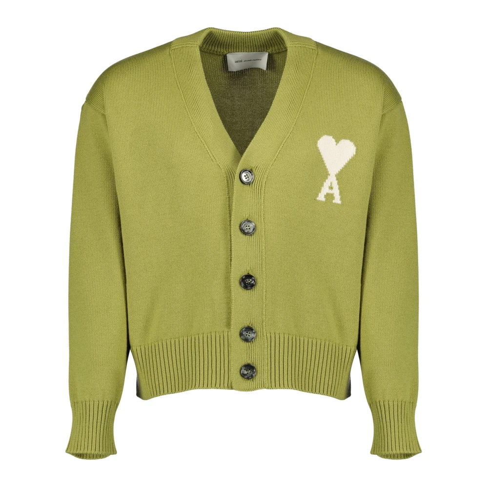 Ami Paris Men's Green Cardigans, M, Cardigan De Coeur