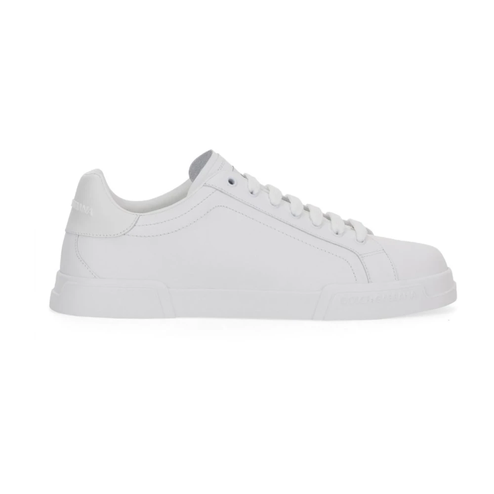 Dolce & Gabbana Leren Low-Top Sneakers Heren Schoenen Wit