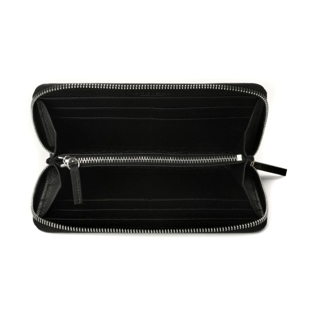 Orciani Zwarte leren ritsportemonnee Black Heren