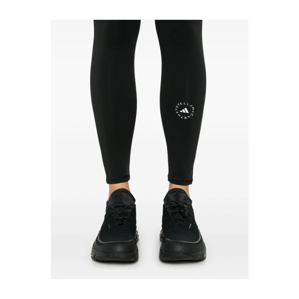 adidas by stella mccartney Zwarte Stretchbroek met Logodetails Black Dames