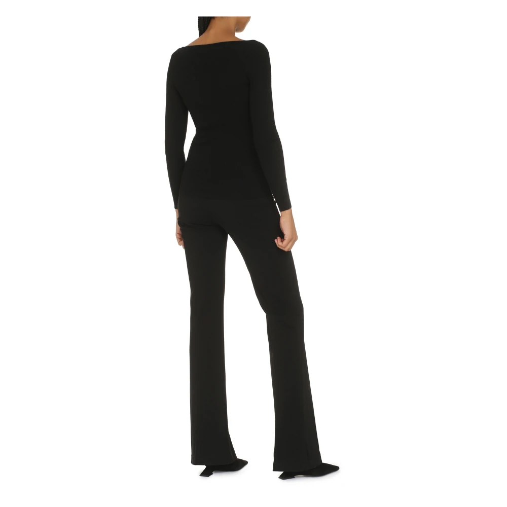 P.a.r.o.s.h. Geribbelde gebreide top met uitsnijding aan de voorkant Black Dames