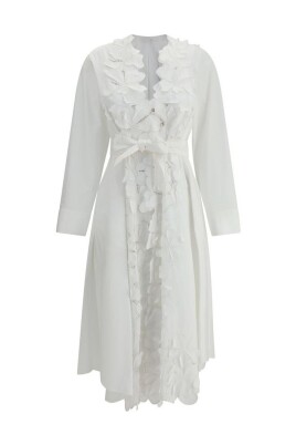 floral-applique-v-neck-dress