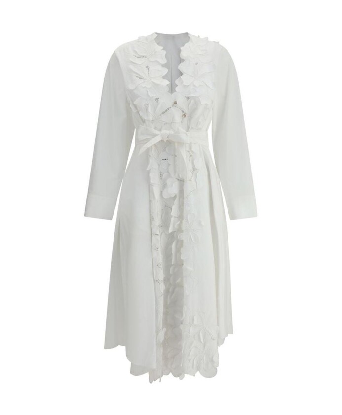 floral-applique-v-neck-dress