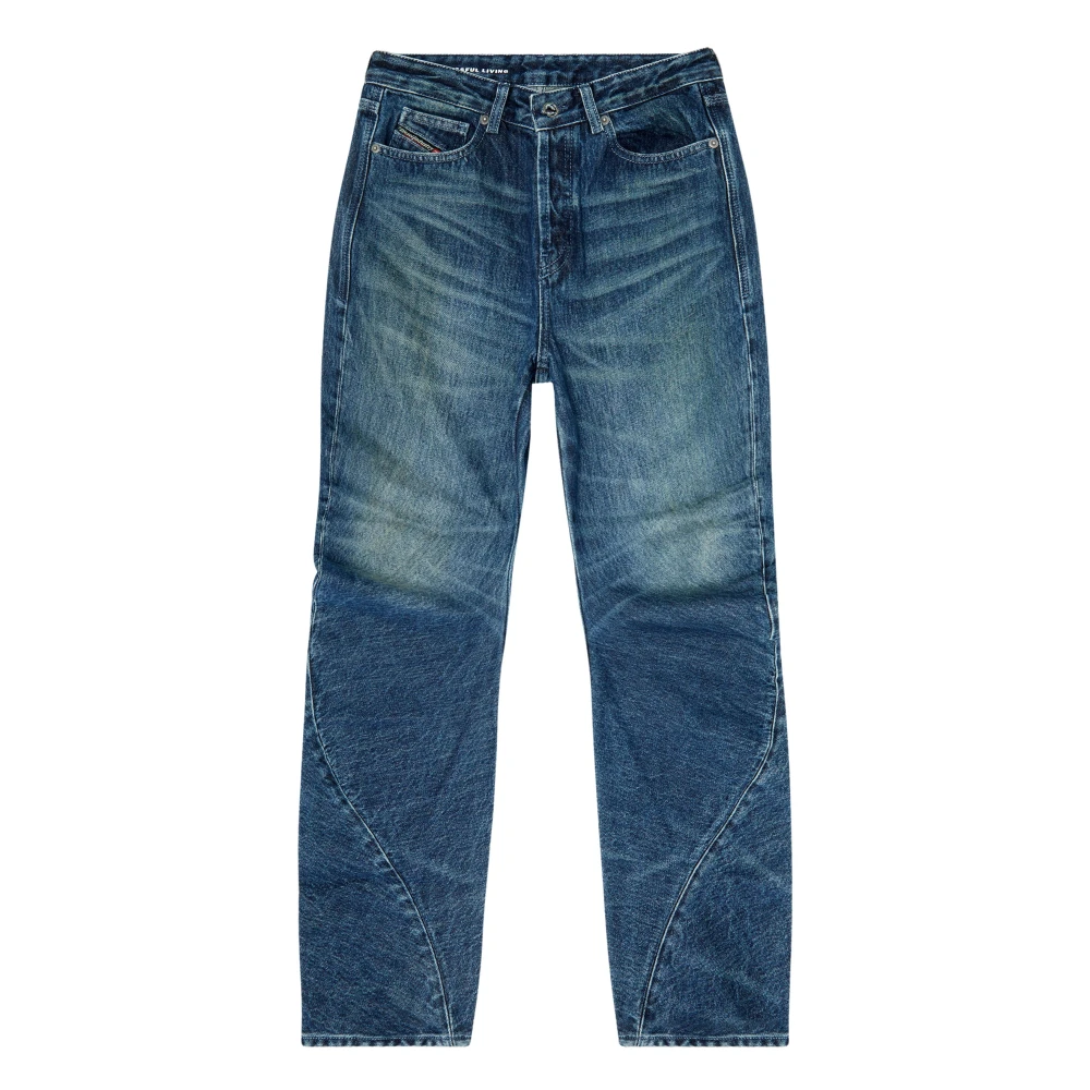 Diesel Straight Jeans - Female - Straight Fit Jeans - Blue - W26 - Jeans