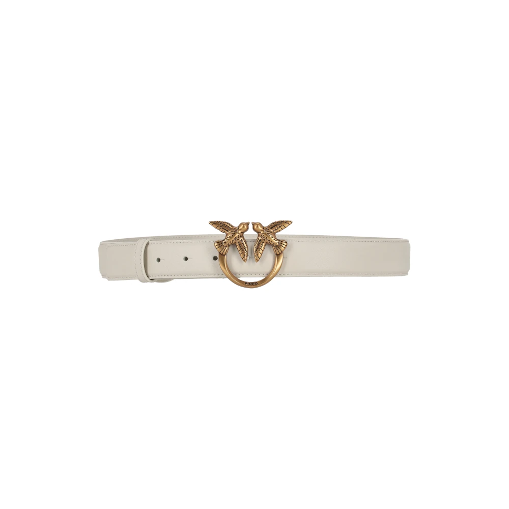 Pinko Unisex White Love Berry Belt In Vitello Leather - Belts - M - Accessories