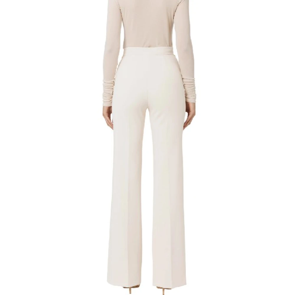 Elisabetta Franchi Wijde stretch crêpe broek met riem Beige Dames